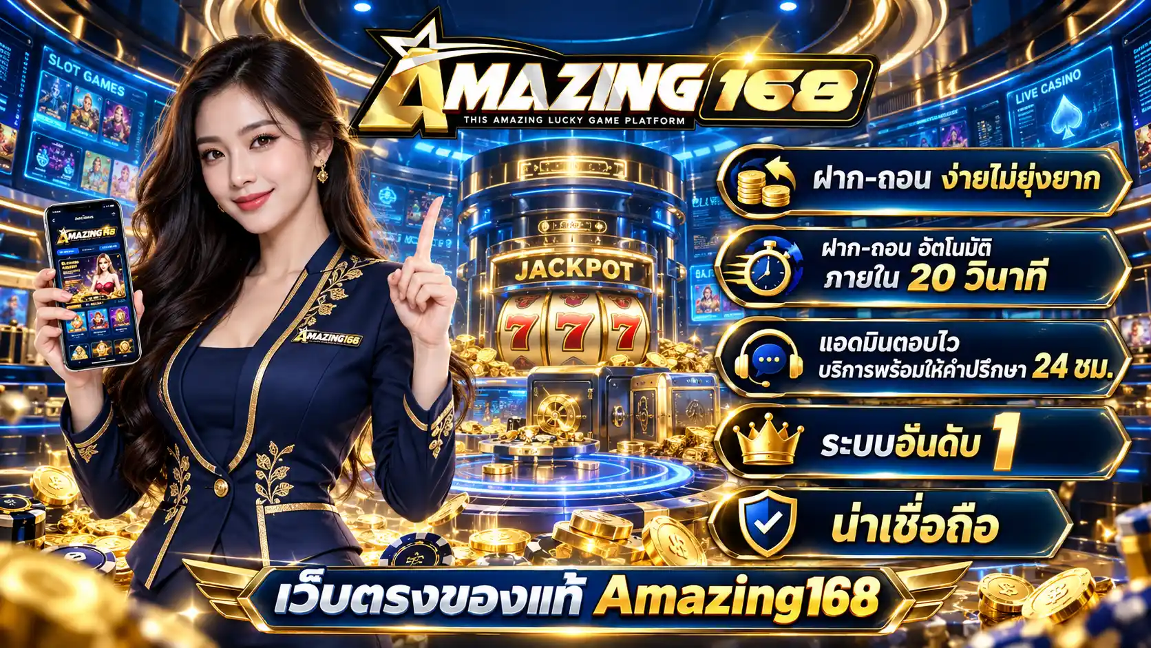 AMAZING168 เดิมพันโต๊ะเกมออนไลน์ รวมค่ายที่ตามหา ทุนหนาจัดเต็ม
